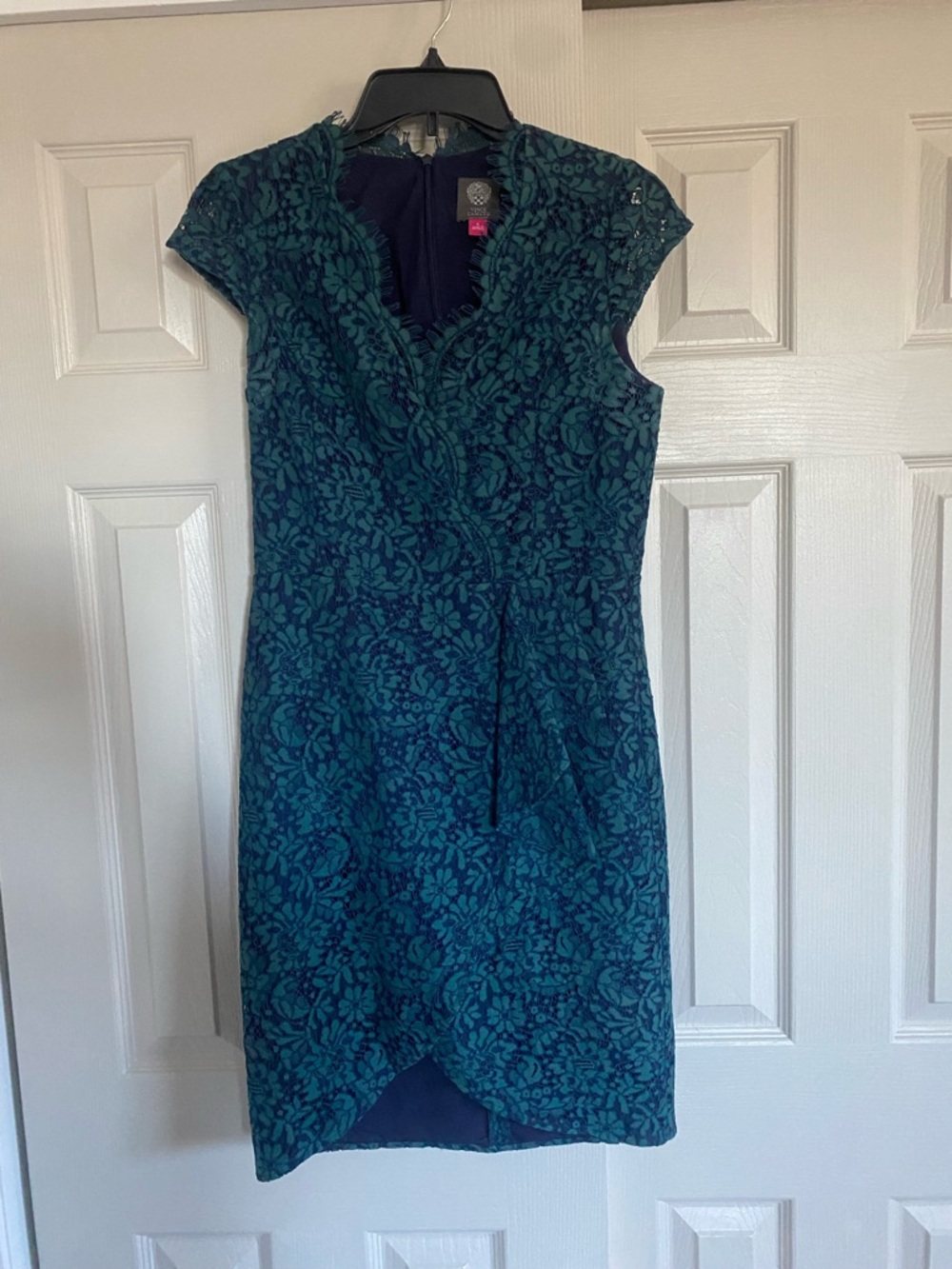 Vince Camuto Teal Floral Lace Midi Dress